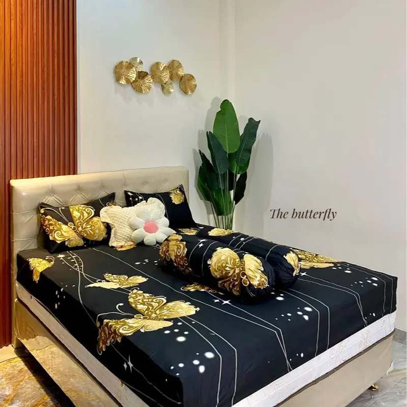 Sprei Motif Cantik Kain Katun Disperse Satu Set Sarung Bantal Sarung Guling Cotton Disperse 1