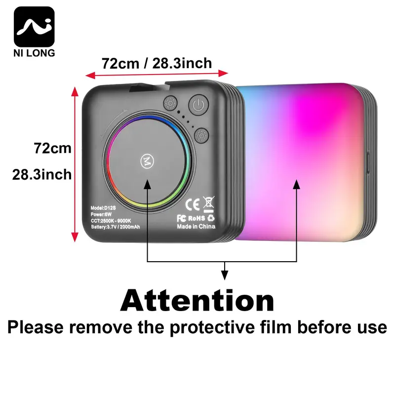 RGB Video Light, Portable LED Camera Light, 360° Full Color Portable Photography Lighting, Rechargeable CRI 95+ 2500-9000K Dimmable Panel Lamp 1