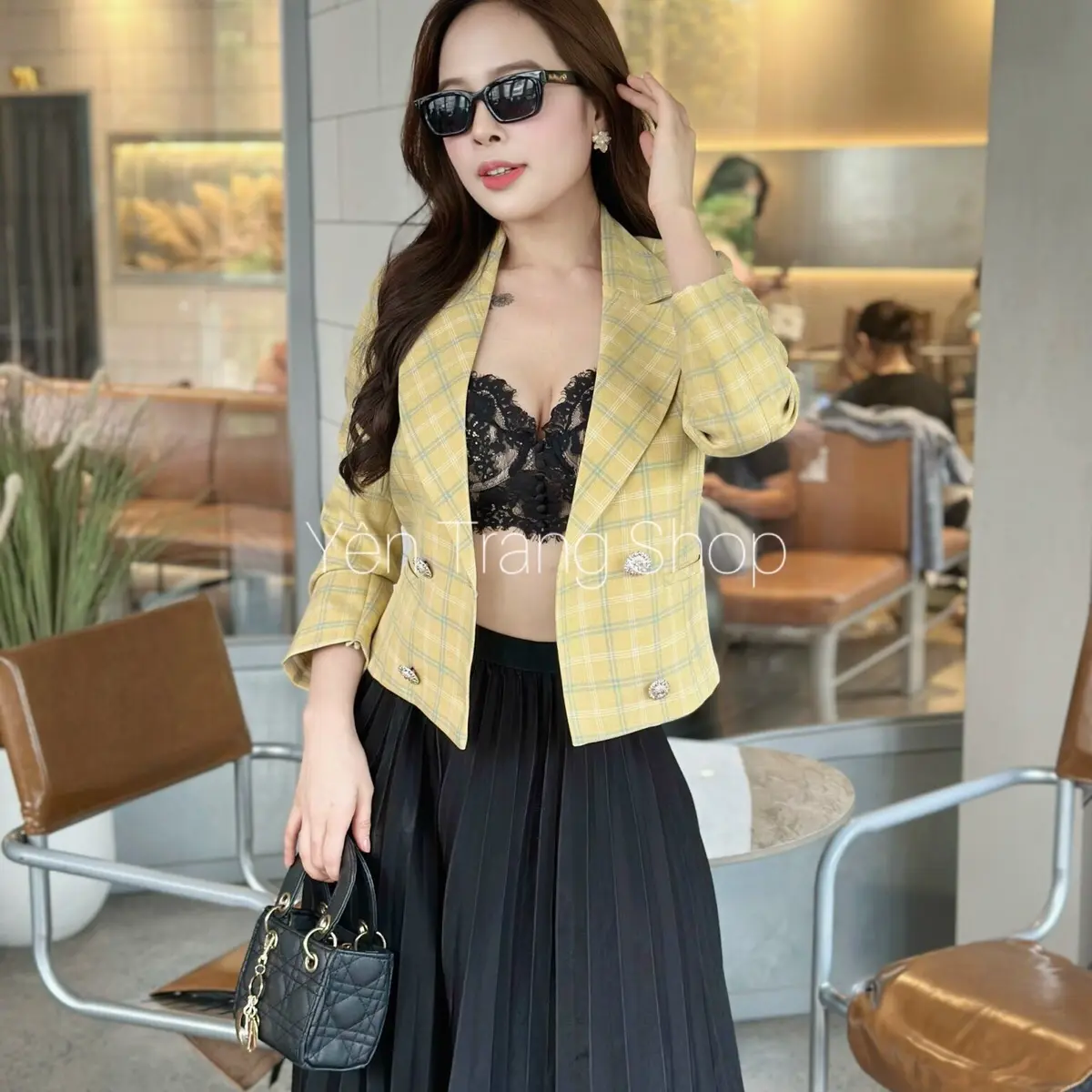 ÁO BLAZER CARO PHOM LỬNG Nữ - Chất Vải Mịn Mát Thấm Hút Mồ Hôi Đặc Biệt