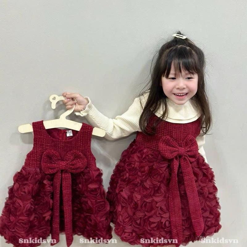 Ánh Vân- váy dạ nơ hoa hồng nổi ( k kèm áo trắng ) 1