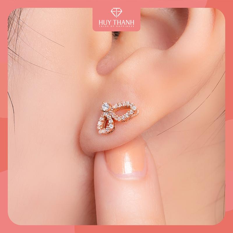 HuyThanhJewelry BTPTB296 Bông tai Vàng 14k Gắn Đá Cz 0