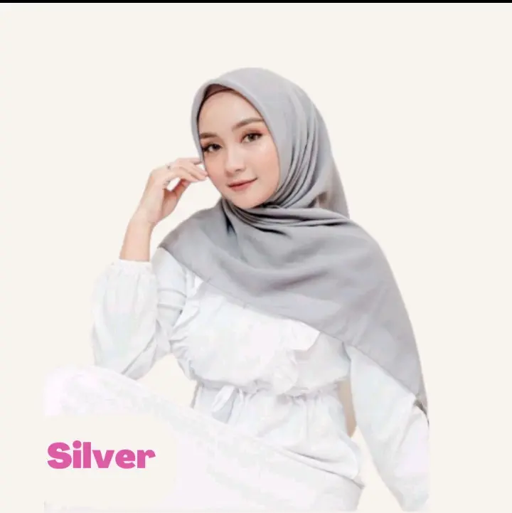 hijab Plain Square Silver/Krudung Segi empat Abu Muda