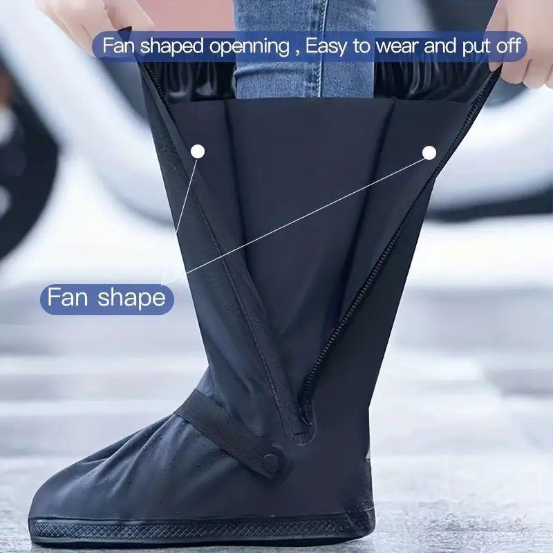 Product Introduction of 1 Pair Waterproof Rain Boot Cover with Reflective Stripe, Outdoor Reusable Waterproof Shoe Cover, Outdoor Supplies For Cycling Walking Hiking 4
