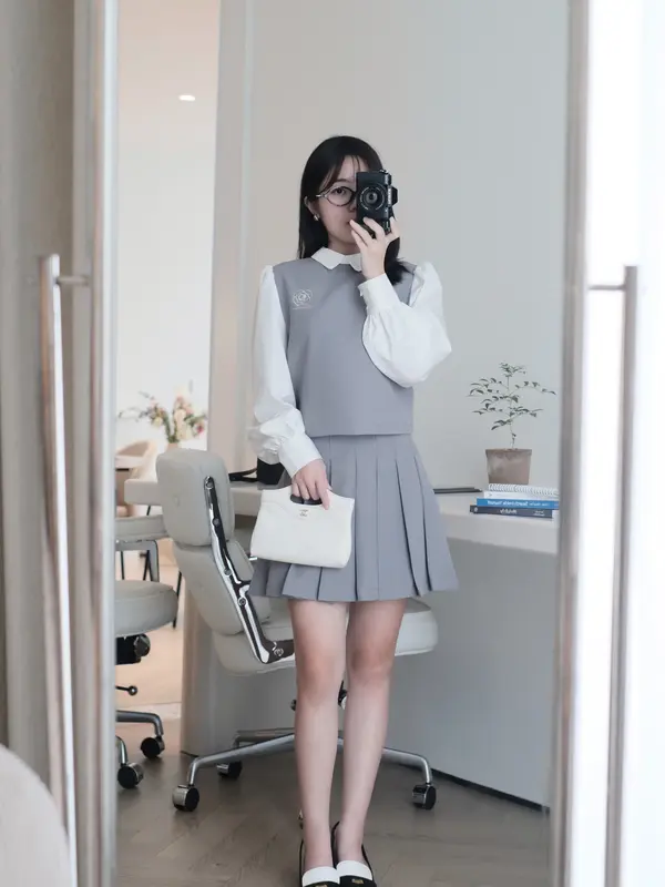 Áo Dáng Lửng Phối Cổ Thêu Hình Hoa Trà Vải Chéo Ý Xanh Than Xước Hàn Calie AC437 Thanh Lịch, Công Sở, Phù Hợp Đi Làm, Đi Tiệc, Đi Chơi Nữ Tính Top Women 5
