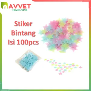AVVET - (COD) Stiker Bintang Per 100pcs / Stiker Dinding / Glow In The Dark Star Sticker Import (BELI LOKAL) Plastik