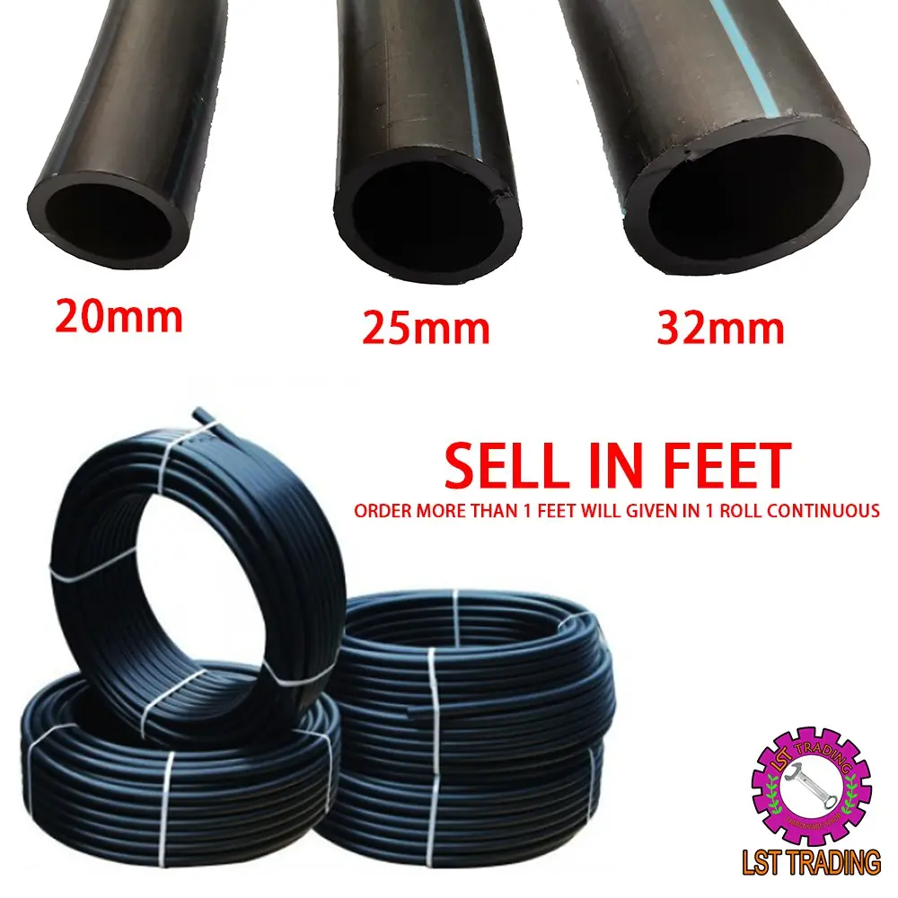 [READY STOCKS] HDPE POLY PIPE 20MM , 25MM, 32MM (SIRIM APPROVED) / PIPE HITAM POLI ( SELL IN FEET)