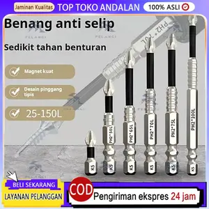 Mata Bor Obeng K5 Anti Slip Tahan Benturan Isi 5 Pcs Magnet Kuat Bahan Baja Krom Vanadium Torsi Tinggi Ujung Presisi Untuk Bor Listrik Set 25mm 50mm 65mm 70mm 90mm