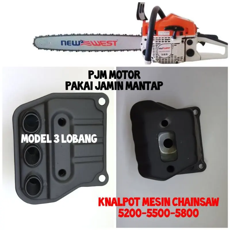 MUFFLER SILENCER KNALPOT MESIN CHAINSAW SENSO SINSO MINI 5200 5500 5800 MODEL 3 LOBANG
