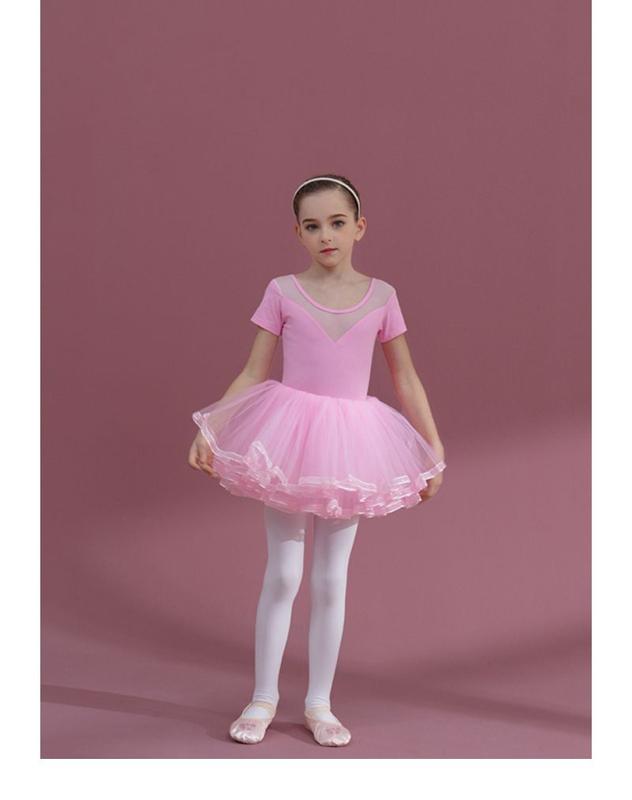 Product Introduction of KID'S cherry powder dancing dress girls short sleeve cotton one-piece tutu + pink skirt 8