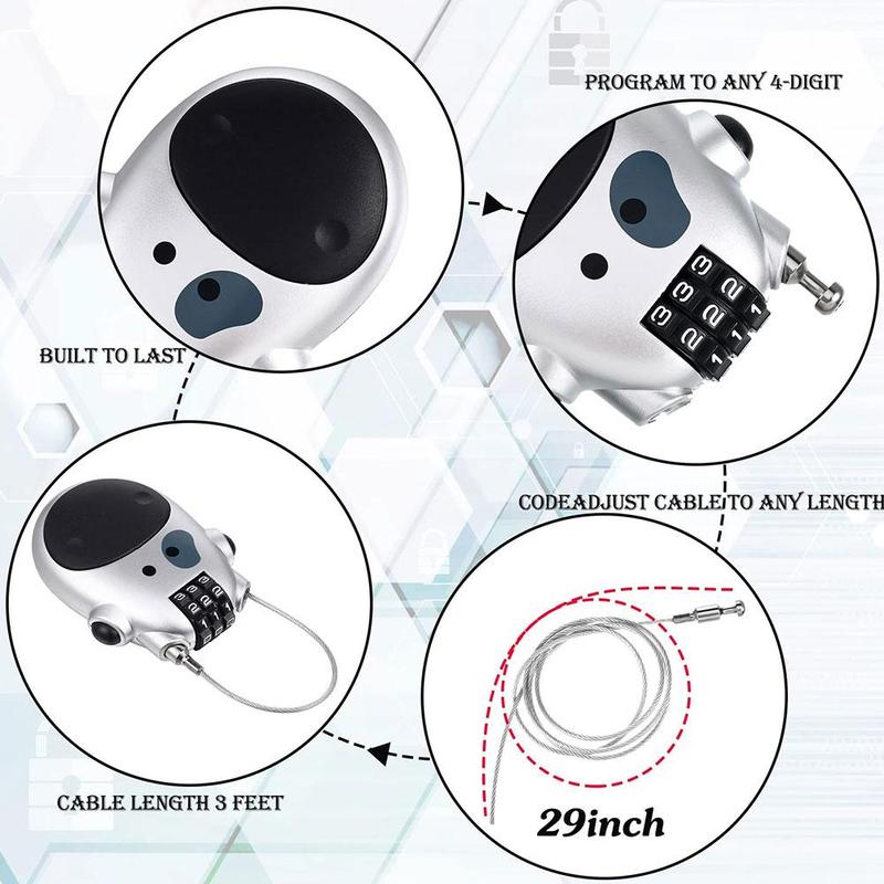 Product Introduction of Steel Wire Retractable Cable Lock for Motorcycle Helmets with Code Combination Security S3Y8 30