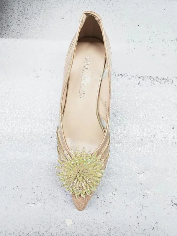 Women's Elegant Rhinestone Decorated Flats, Fashionable Flower Design Pointed Toe Slip on Flats for Work Office, Spring Holiday Comfort Walking Shoes Footwear 5