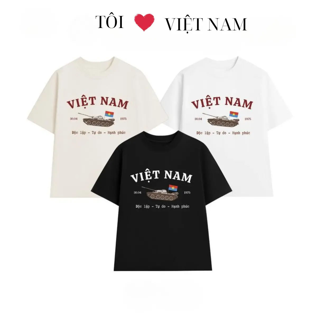 Áo Thun Nam Nữ Vãi Catton 100 % fom oversize in hình Yêu Nước Xe Tăng