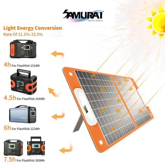 FlashFish Panel Surya 18V 60W Portable Solar Panel Foldable Solar 1