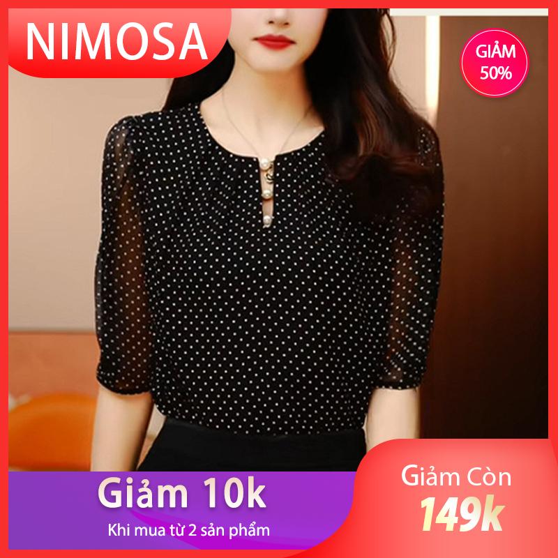Product Introduction of NIMOSA - Áo Sơ Mi Nữ Tay Lửng .Áo Thiết Kế Đi Chơi Đi Làm Phù Hợp Cả Trung Niên Top Women 1