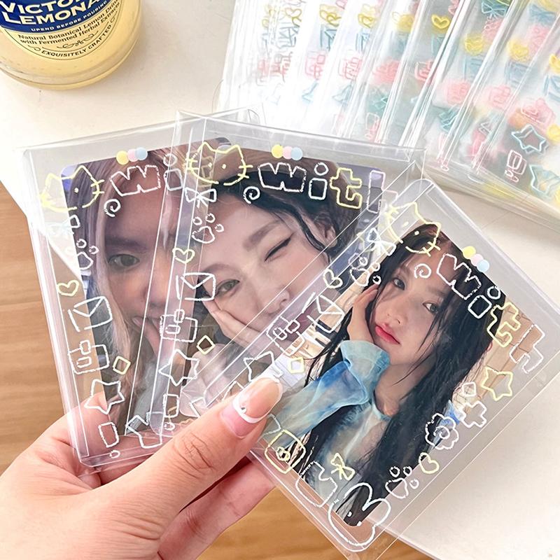 Túi Opp Tự Dính Mèo Con Graffiti Dễ Thương Trong Suốt, 50 Cái, Túi Đựng Bảo Vệ Thẻ Ảnh Thần Tượng Kpop Tay Áo Thẻ Ảnh Thẻ 6