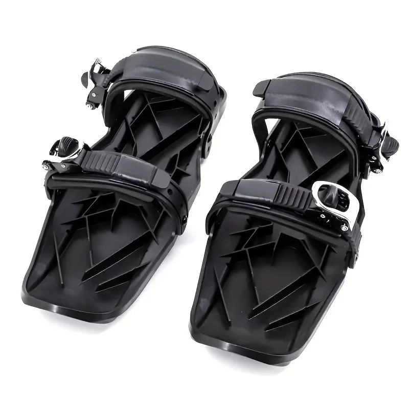 1 Pair Adjustable Mini Snow Sleds, ABS Material, Black, for Skiing and Snowboarding, Sports Sled Shoes outdoor sport