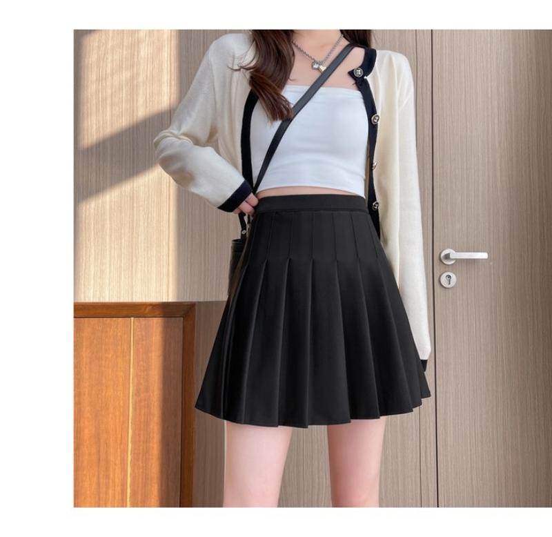 Product Introduction of Chân Váy Xếp Ly, Chân Váy Đồng Phục JK, Chân Váy Nửa, Chân Váy Mùa Xuân / Mùa Hè, Eo Co Giãn, Kéo Dài, Quần An Toàn, Có Khóa Kéo 32