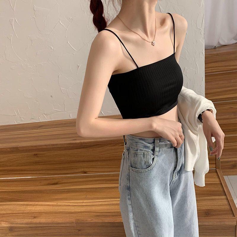 Product Introduction of Beautiful back without steel ring ice silk sling anti-glare wrap underwear female students Korean version of the bust bottoming tank top inner wear 23