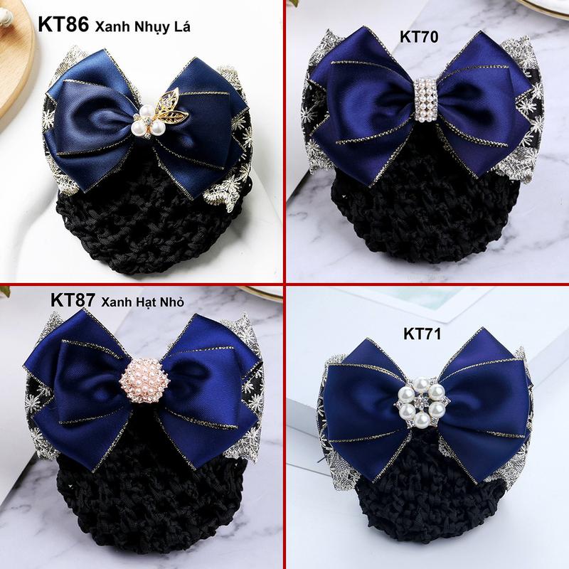 GOTI Kẹp Tóc Búi Lưới Hình Nơ Phối Ren Nhủ Nhụy Viền Hạt Xinh Xắn Hàn Quốc Cho Nữ Công Sở, Y Tá KT70 KT71 KT51 KT52 KT53