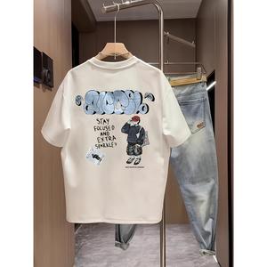 メンズ100%コットン多目的ラウンドネック半袖Tシャツ,夏用カジュアルプリント柄トップス
