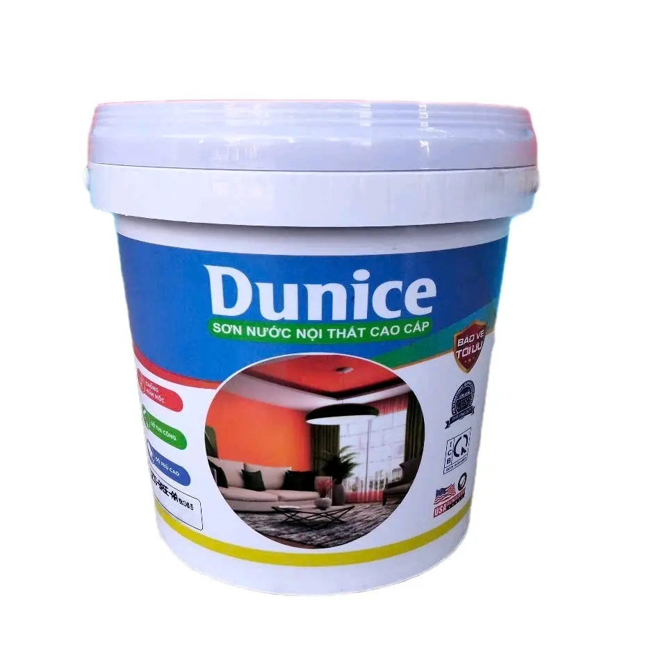 SƠN NƯỚC NỘI THẤT CAO CẤP DUNICE,  THỂ TÍCH 4,5 LÍT, Màu sắc đa dạng, màng sơn láng mịn, độ phủ cao và dễ thi công.