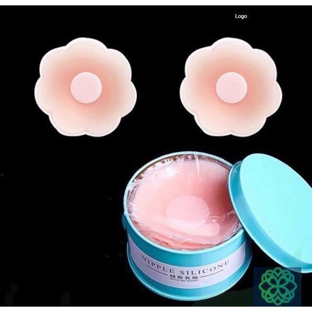  Hộp 10 Miếng Dán Đầu Vú Ti Silicon - Miếng Dán Ngực Nhũ Hoa Chống Dính Nữ Women Bra Voan Voi Kem 