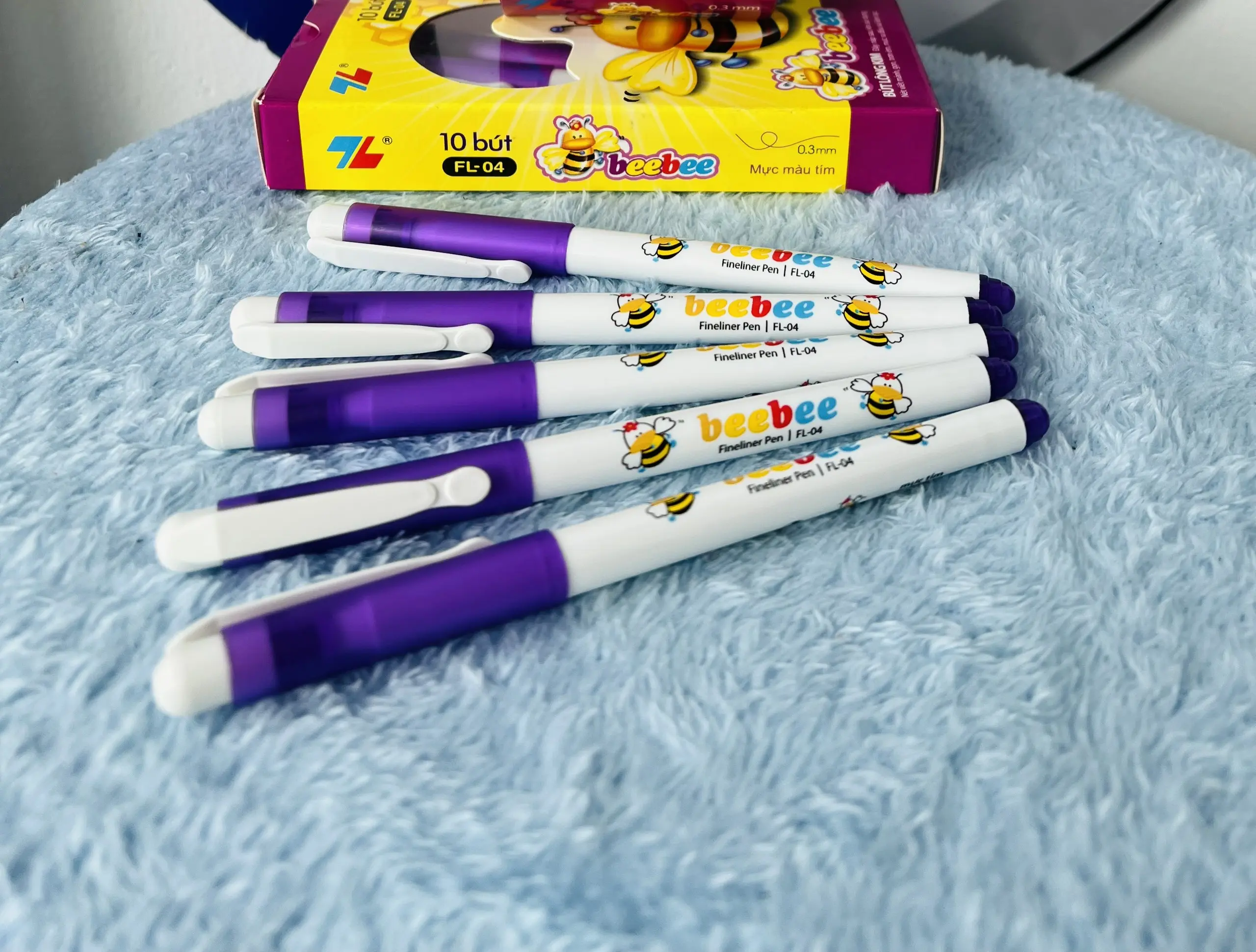 Hộp 10 bút Lông Kim Thiên Long Beebee Fl04 Tím