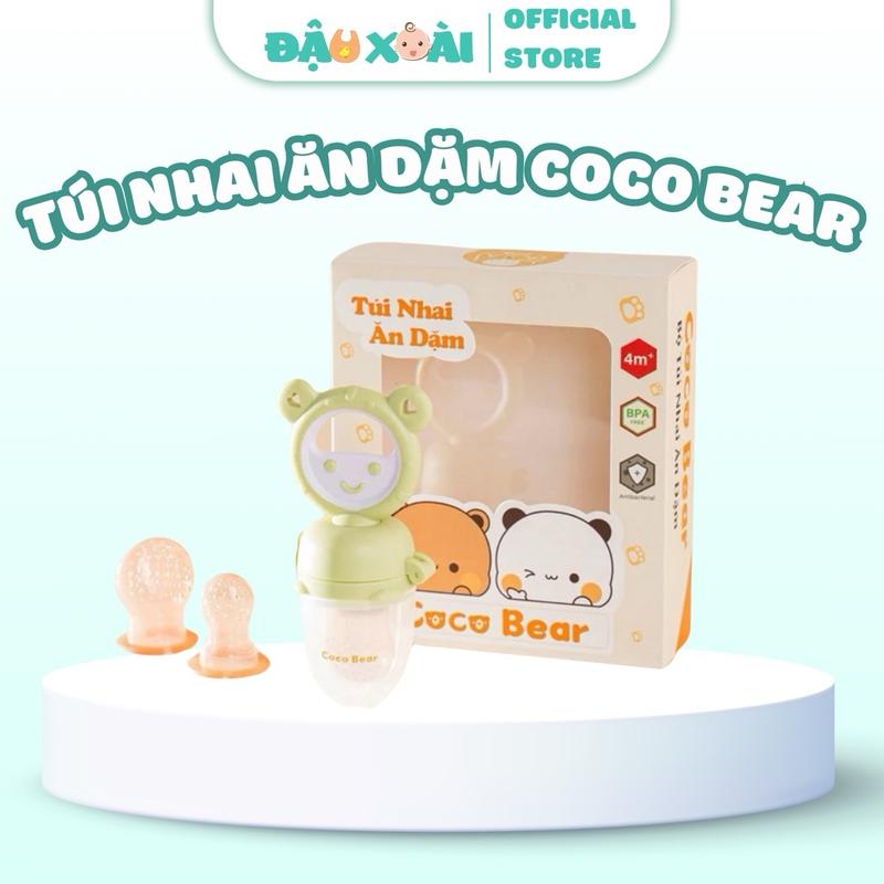 Túi nhai hoa quả chống hóc Coco Bear Cho Bé Kem Kem Núm Ti