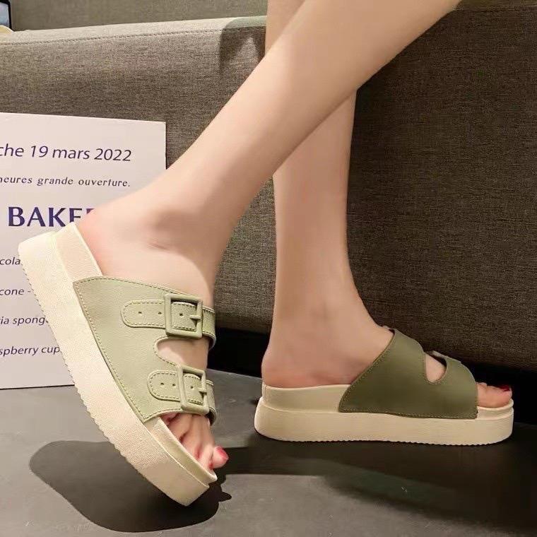 Dép Nữ Dép Bánh Mỳ Cao 5Cm Dép Nữ Quai Ngang Độn Đế Siêu Hot DéP