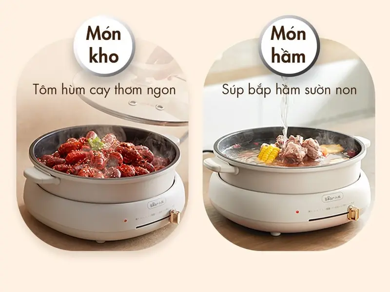 [HẤP-LẨU-NƯỚNG] Nồi Lẩu Nướng Bear 3 Khay DHG-C40W2, Dung Tích Lẩu 4L, Công Suất 1500W, Khay Lẩu/Hấp/Nướng, Nồi Lẩu Điện Hỗ Trợ Nấu Ăn, Chống Dính, Xửng Hấp To, Chiên/Xào/Nấu/Nướng Đều Được, Có Thể Để Nồi Khác Lên Nấu, Bảo Hành 18 Tháng Nồi Điện bếp  lẩu 7
