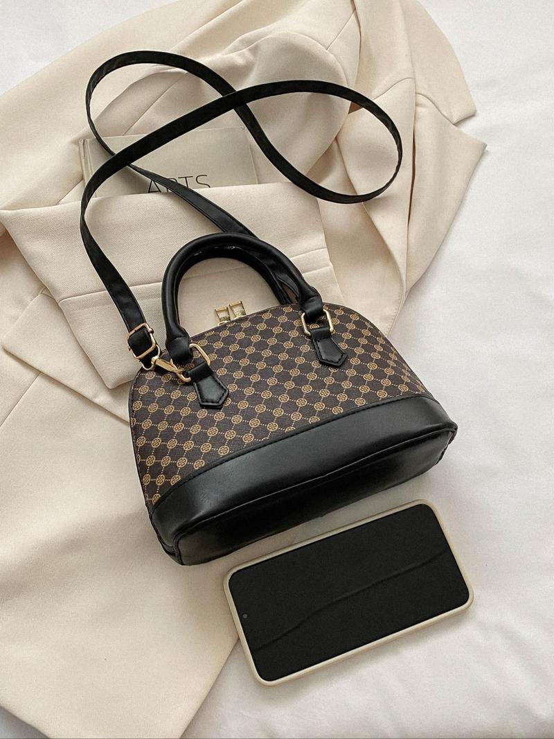 Product Introduction of Women's Elegant All Over Print Satchel Lux Bag,  Crossbody for Work & Daily Used, Patched Design Dome Bag 3