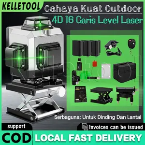 Keletool Laser Level Tukang Bangunan 4D 16 Line Komplit Waterpass Level Leveling Multifungsi Timbangan Air Laser Meteran Digital Alat Canggih Laser Tukang Dinding Pertukangan Laser Leveling Buat Pasang Keramik
