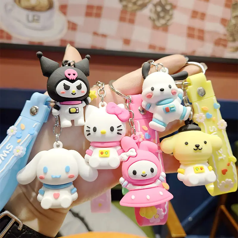 Aksesori Rantai Kunci, Rantai Kunci Kuromi Cinnamoroll Melodi, Loket Beg, Rantai Kunci Kereta Pompompurin, Hadiah