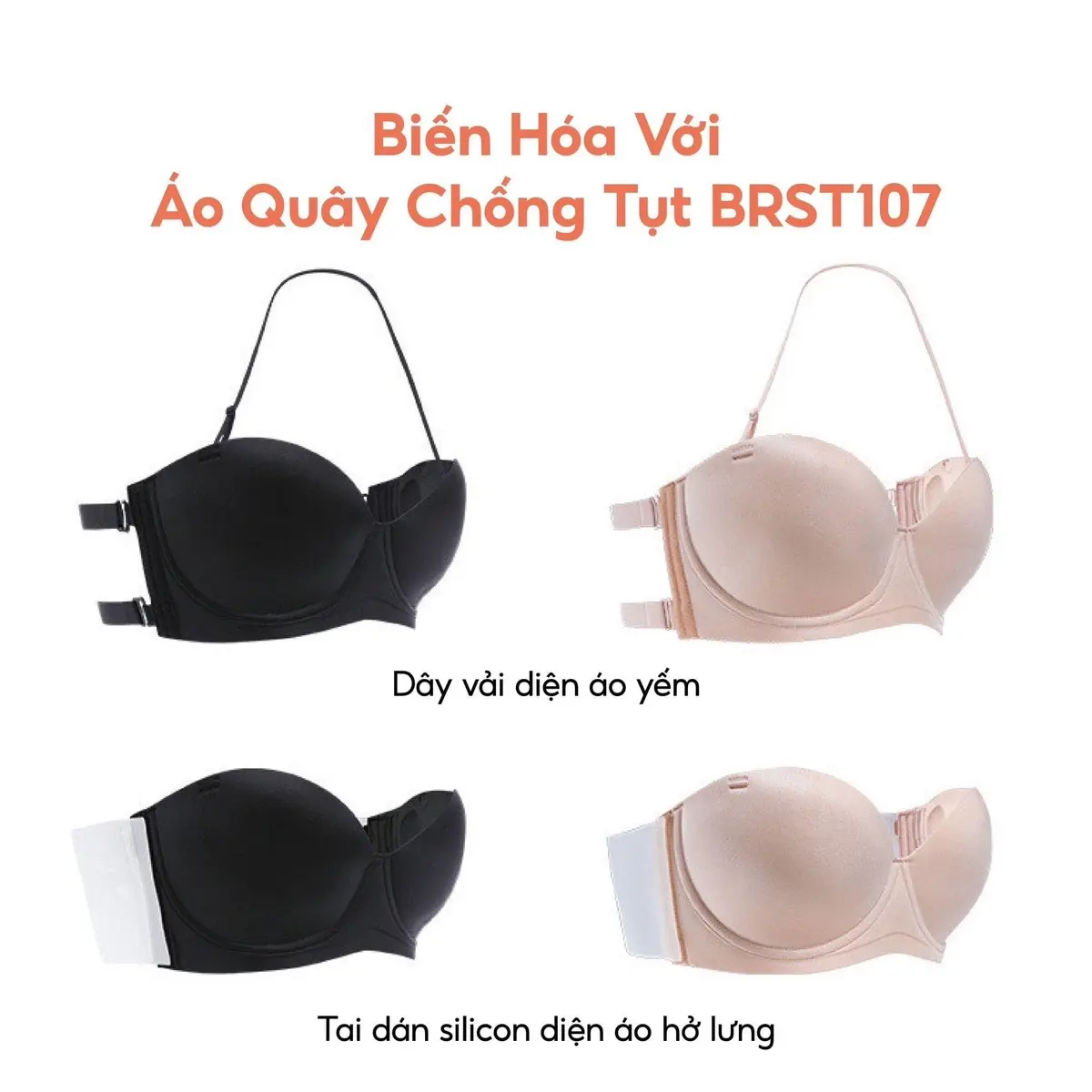 Áo cup không dây chống tụt ,áo dán hở lưng có gọng mặc được nhiều kiểu (MS-11)