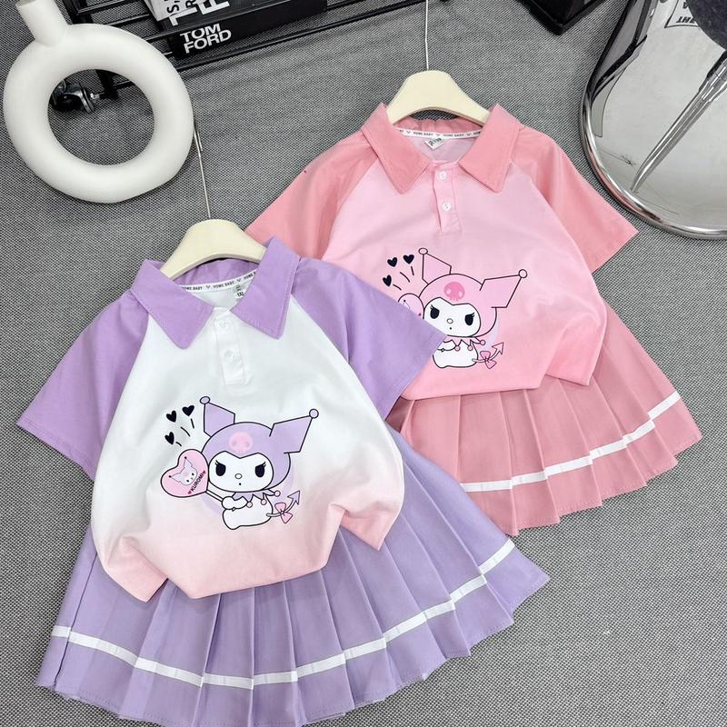 11-38kg Combo sét váy học sinh Kuromi siêu xinh cho bé gái Vải Cotton