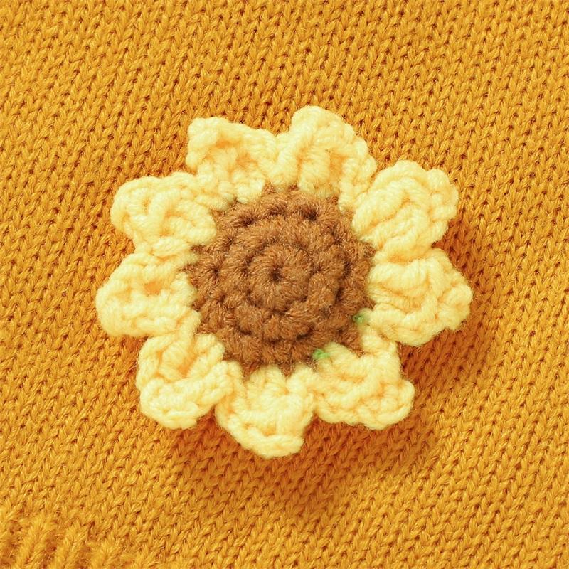 Product Introduction of Girls Knitted Fashion Sweater Casual Warm Sunflower Long Sleeve Button Cardigan Infant Knitwear for Toddler 44