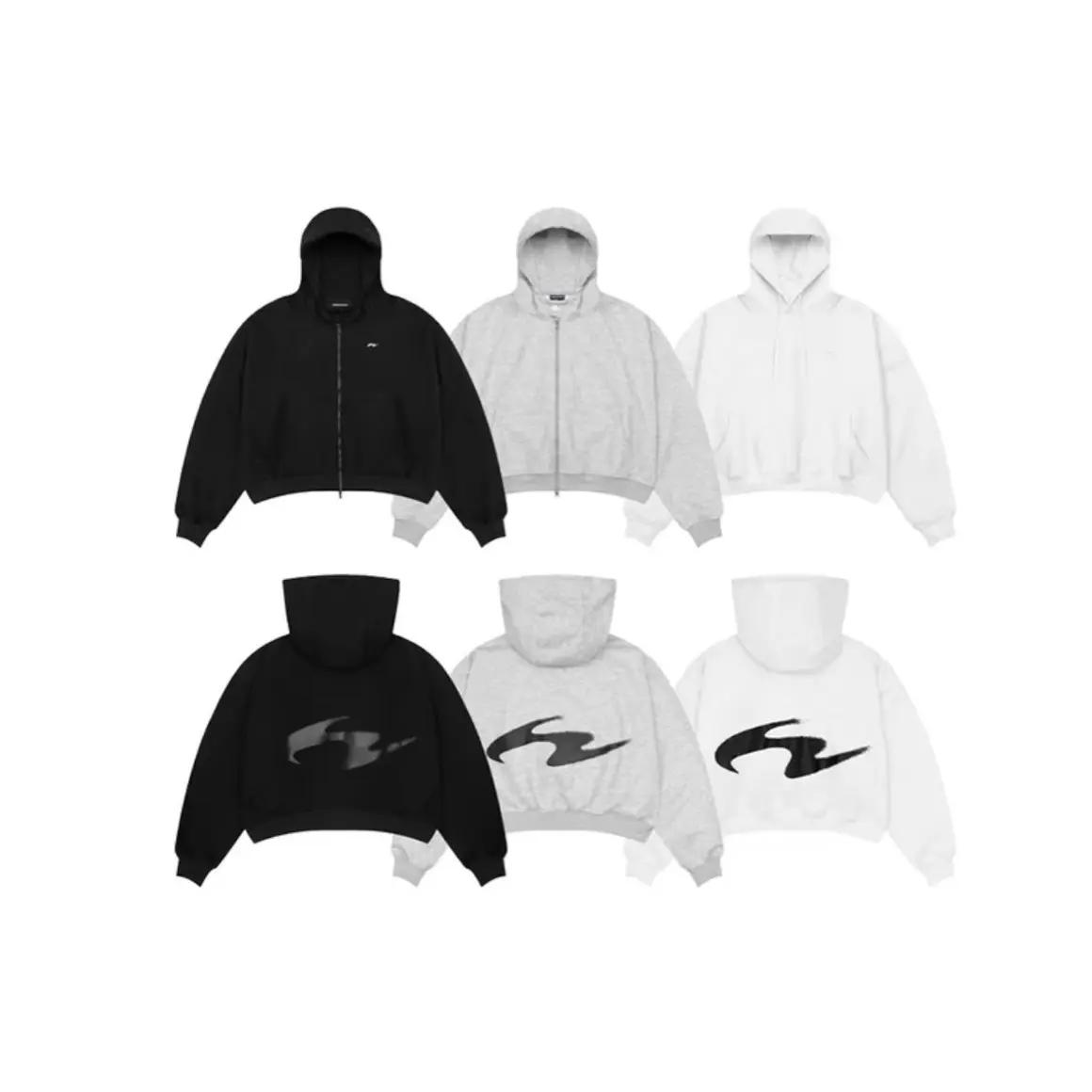 Áo Hoodie Zip Lửng Nỉ Nam Nữ Form Boxy Tay Phồng Rộng Có Túi Trong Dây Kéo 2 Đầu, Cổ Cao Có Nút Măc Đẹp Đen Top