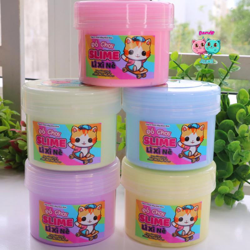  Slime Bơ Lì Xì Nè Hộp 200ml Hũ Nhựa Mỹ Hàng Cao Cấp - 5 Màu Pastel Có Kèm Chai Activator Đồ Chơi Toy sờ lam 