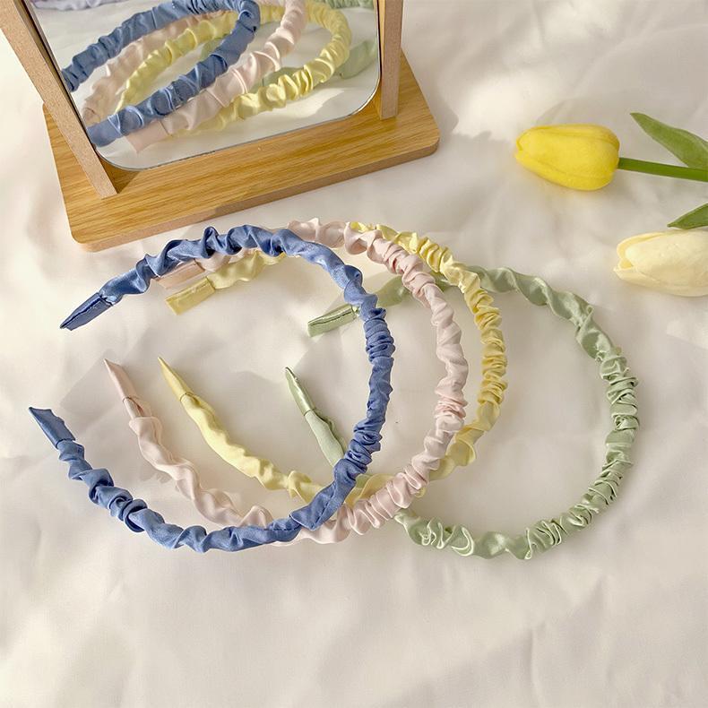 Product Introduction of 2025 [Store Hot Sale] Versatile Satin Pleated Headband Sweet Temperament Hair Clip Outdoor Hairband Hair Accessories for Women Internet Celebrity Simple Makeup Headband 11