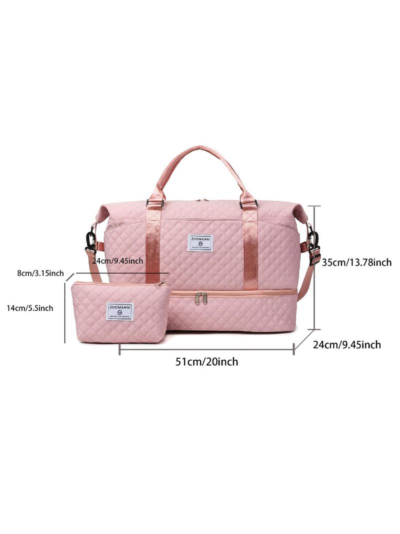 Product Introduction of Large Capacity Travel Bag Set, Letter Pattern Zipper Travel Bag with Shoe Compartment, Casual Sports Fitness Bag for Women & Men 8