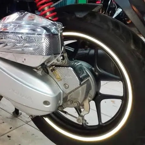 Decal chỉ phản quang dán mâm xe - keo 3M chắc chắn