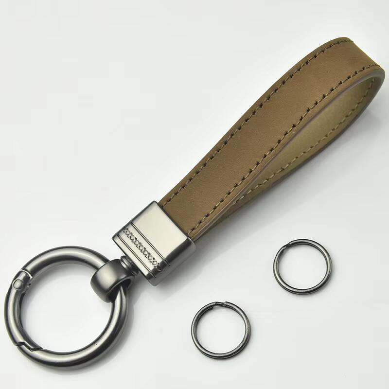 Product Introduction of Genuine Keychain Top-end Business Gift For Man Good Quality Black Brown Real Leather Car Keyholder Key Chain 21
