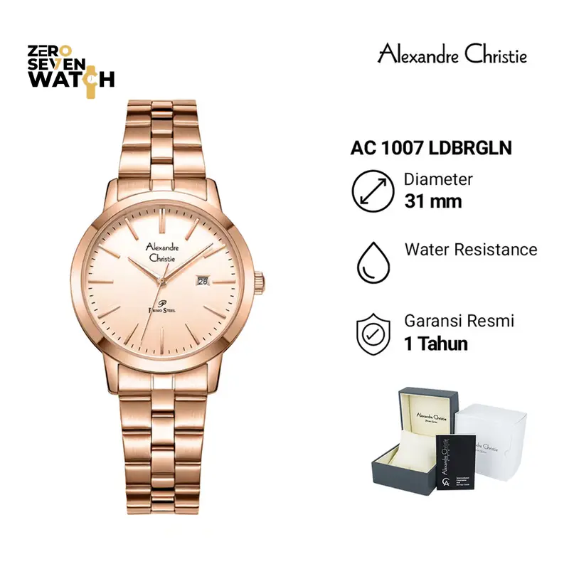Jam Tangan Wanita Alexandre Christie AC 1007 Stainless Original Garansi Resmi 1 Tahun quartz watches 0