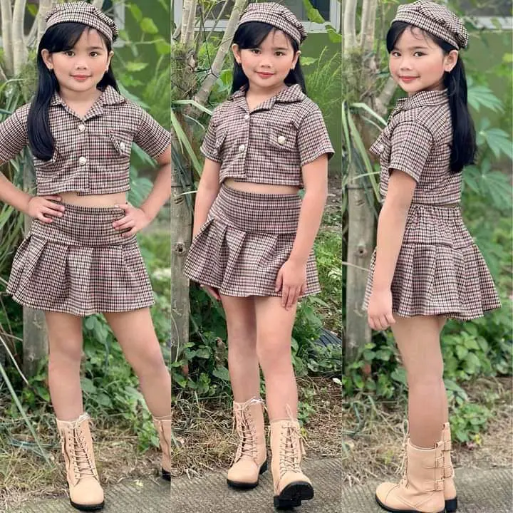 Sky Terno Skirt For Kids With Cap 3yrs old to 10 years old