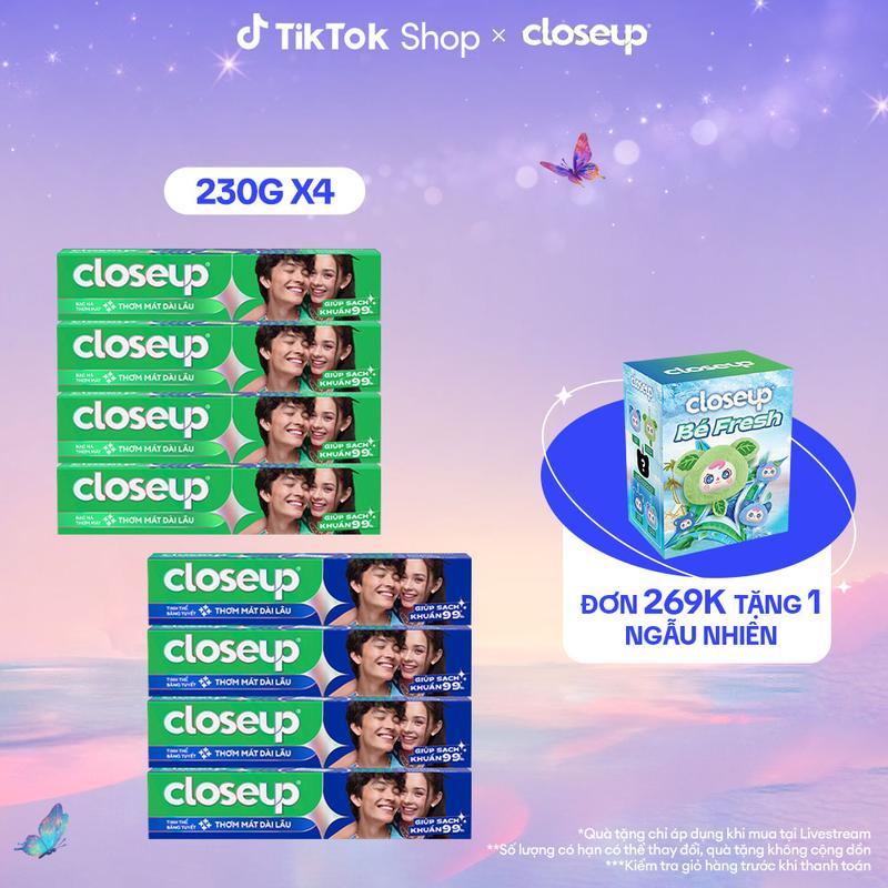 Combo 4 Kem đánh răng Closeup thơm mát bất tận bạc hà the mát 230g [1]