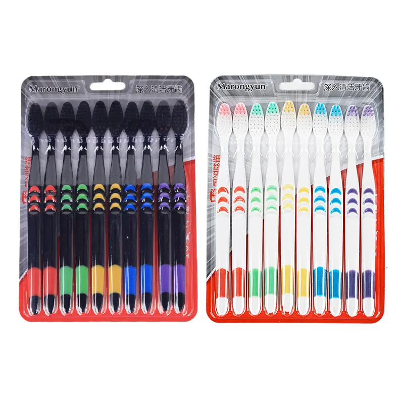 แปรงฟัน 1 แพ็ค 10 ชิ้น แปรงสีฟัน สำหรับผู้ใหญ่ ขนนุ่ม แปรงได้ลึกถึงซอกฟัน
