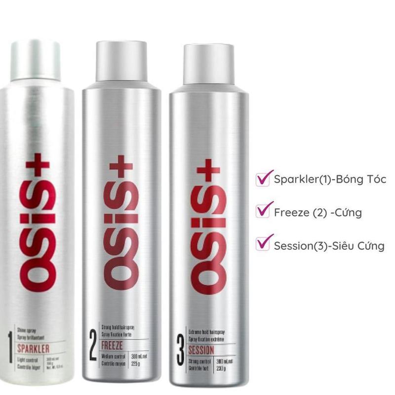 KEO XỊT TÓC OSIS 1-SPAKLER - 2-FREEZE - SESSION Mới 300ml