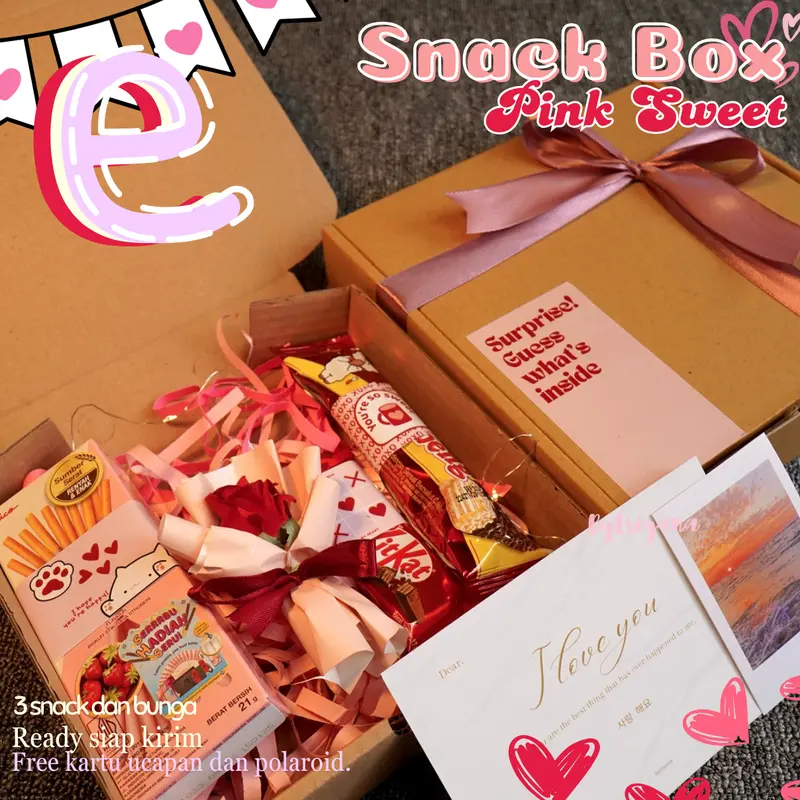 Hampers Snack Box Camilan Set Kado Jajan Makanan Minuman Makanan Ringan Ulang Tahun Valentine Wisuda Anniversary Sempro Hari Guru Pink Sweet Series Food 6