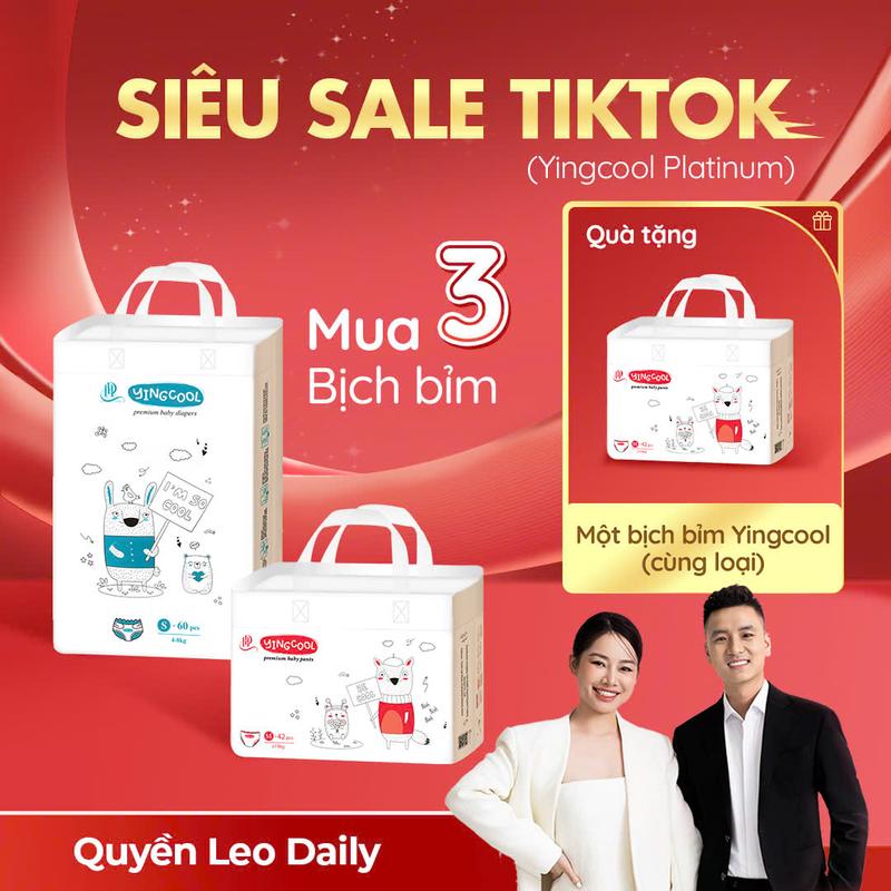 [ QL - Tặng 01 Bịch cùng loại - Combo 3b ] CFV Bỉm YINGCOOL Size NB64/SD60/MD56/MQ50/L48/XL44/XXL42/XXXL40