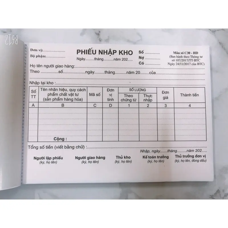 Phiếu nhập kho/ xuất kho 2 liên A5 - loại đẹp 8